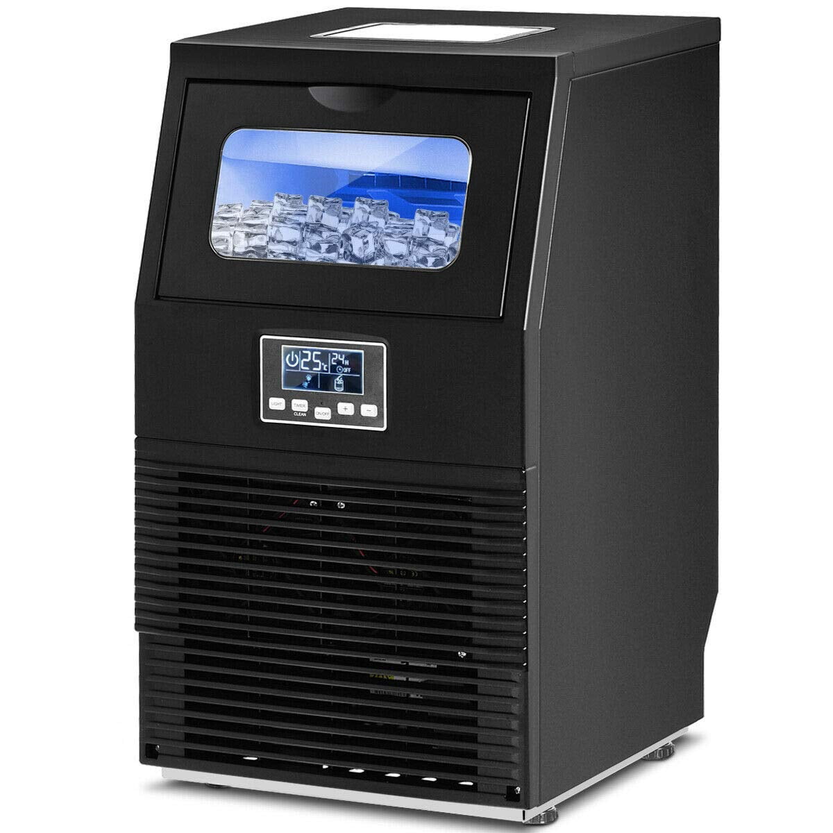 PureBreathe Ice Cube Machine, Portable Freestanding Commercial Built-In Stainless Steel Ice Maker w/10 lb Storage Capacity, 66lbs/24h, 0.9"x0.9"x0.9" ice cube for Restaurants, Bars, Homes & Offices, S11506